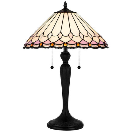Quoizel Inez 24" High Matte Black Tiffany-Style Glass Table Lamp Quoizel