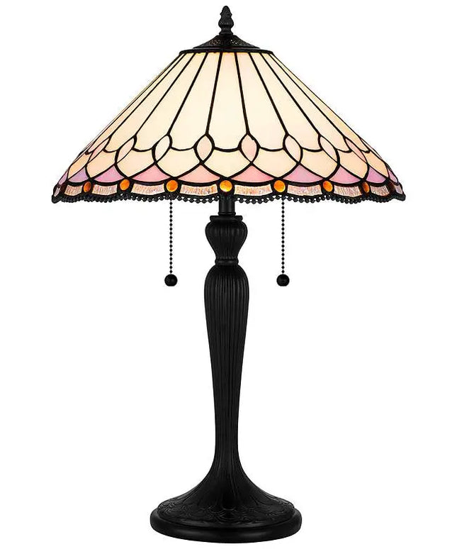 Quoizel Inez 24" High Matte Black Tiffany-Style Glass Table Lamp Quoizel