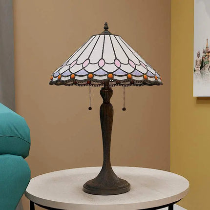 Quoizel Inez 24" High Matte Black Tiffany-Style Glass Table Lamp Quoizel