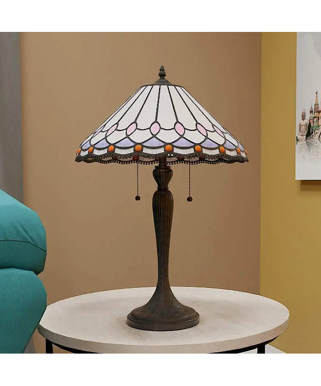 Quoizel Inez 24" High Matte Black Tiffany-Style Glass Table Lamp Quoizel