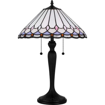 Quoizel Inez 24" High Matte Black Tiffany-Style Glass Table Lamp Quoizel