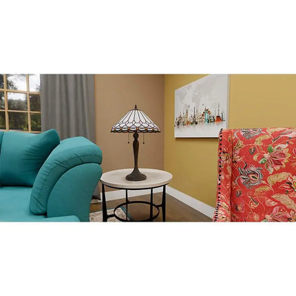 Quoizel Inez 24" High Matte Black Tiffany-Style Glass Table Lamp Quoizel