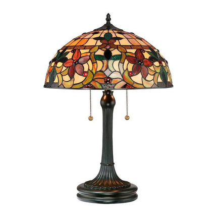 Quoizel Kami Floral 23" Vintage Bronze Tiffany-Style Glass Table Lamp Quoizel