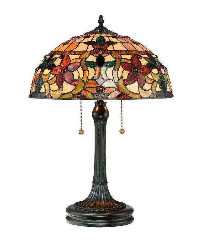 Quoizel Kami Floral 23" Vintage Bronze Tiffany-Style Glass Table Lamp