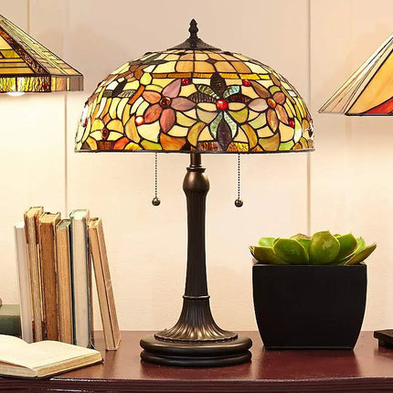 Quoizel Kami Floral 23" Vintage Bronze Tiffany-Style Glass Table Lamp Quoizel