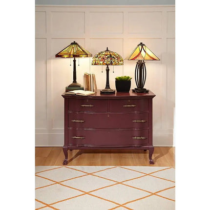 Quoizel Kami Floral 23" Vintage Bronze Tiffany-Style Glass Table Lamp Quoizel