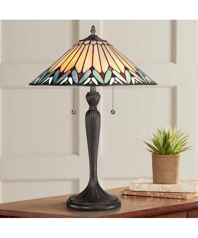 Quoizel Pearson 23" High Twin Light Tiffany-Style Table Lamp