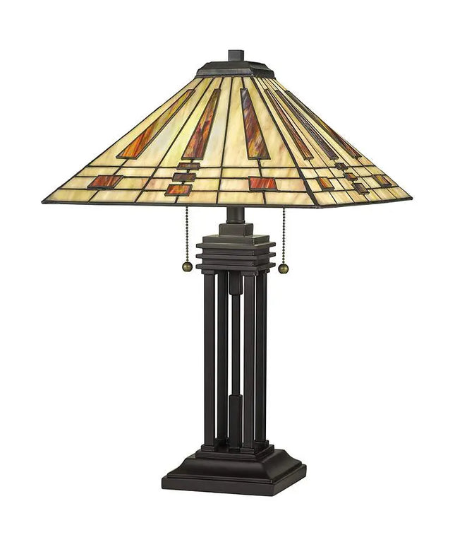 Quoizel Stevie 24 1/4" Bronze and Art Glass Tiffany-Style Table Lamp Quoizel