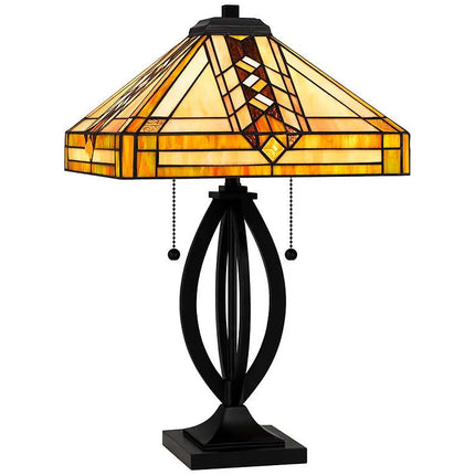 Quoizel Yellowstone 22 3/4" Matte Black Tiffany-Style Accent Lamp Quoizel