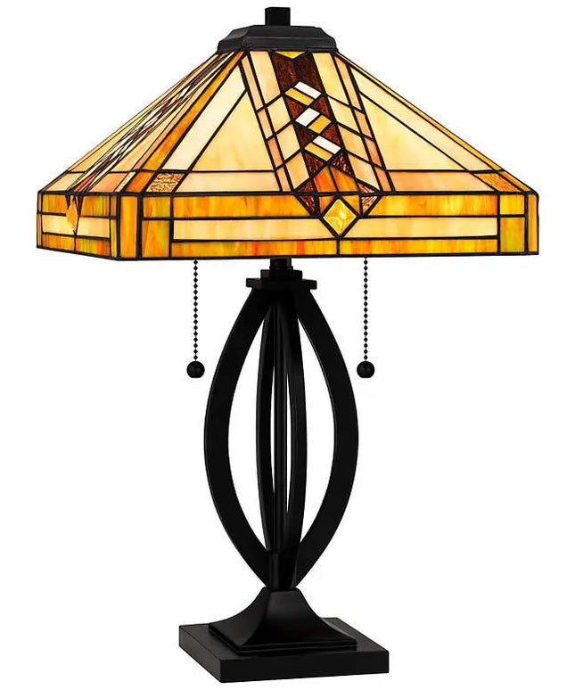 Quoizel Yellowstone 22 3/4" Matte Black Tiffany-Style Accent Lamp Quoizel