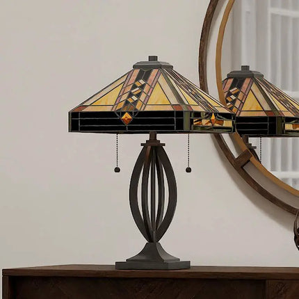 Quoizel Yellowstone 22 3/4" Matte Black Tiffany-Style Accent Lamp Quoizel