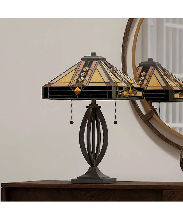 Quoizel Yellowstone 22 3/4" Matte Black Tiffany-Style Accent Lamp Quoizel