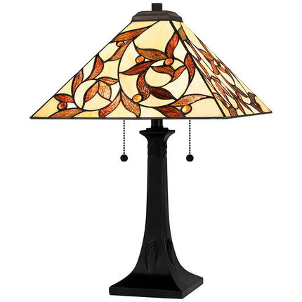 Quoizel Zion Matte Black Tiffany Table Lamp Quoizel