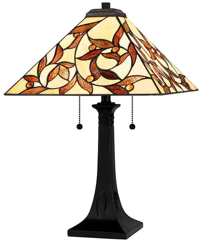 Quoizel Zion Matte Black Tiffany Table Lamp Quoizel