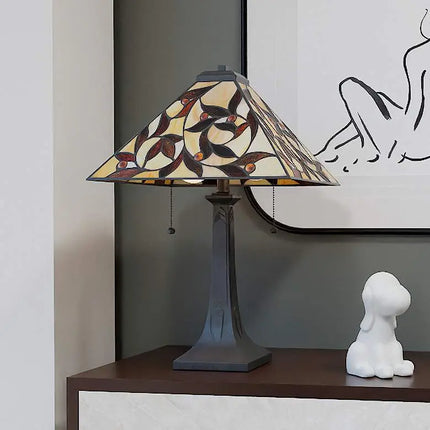 Quoizel Zion Matte Black Tiffany Table Lamp Quoizel