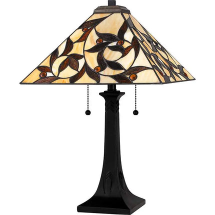Quoizel Zion Matte Black Tiffany Table Lamp Quoizel