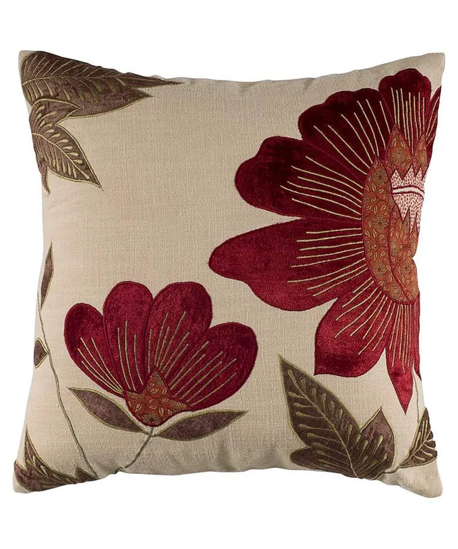 Red and Beige Floral 18" x 18" Throw Pillow Vision