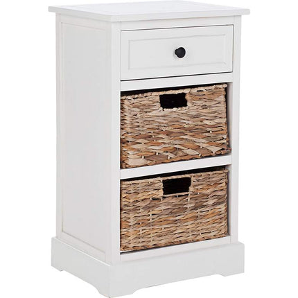 Reynolds 16" Wide Distressed Creme 1-Drawer Wood Side Table