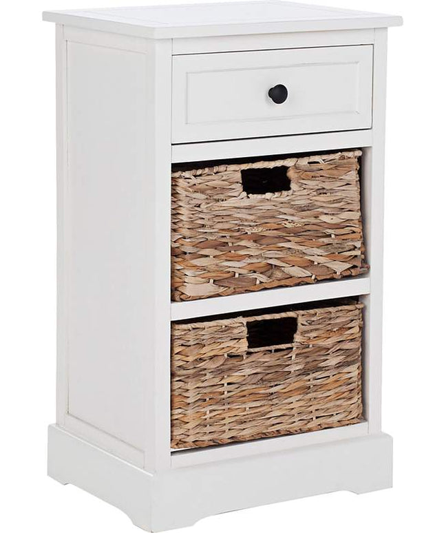 Reynolds 16" Wide Distressed Creme 1-Drawer Wood Side Table