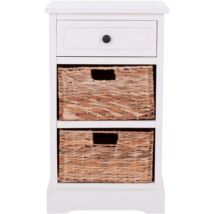 Reynolds 16" Wide Distressed Creme 1-Drawer Wood Side Table