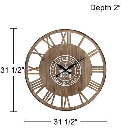 River Parks Farm Fresh 31 1/2" Round Roman Numeral Wood Wall Clock Clock