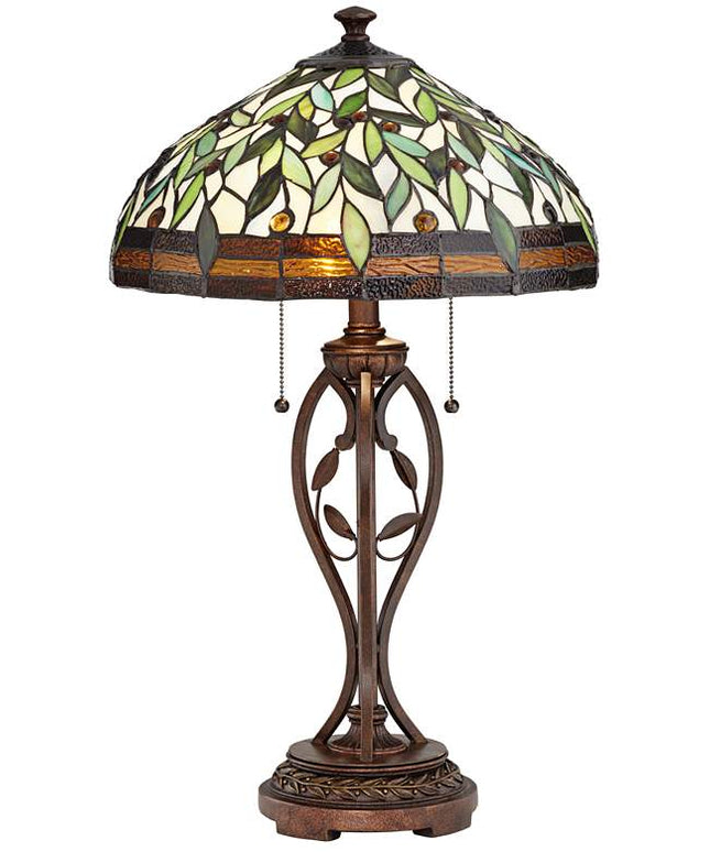 Robert Louis Tiffany 26" Blossoming Leaf and Vine Tiffany-Style Lamp