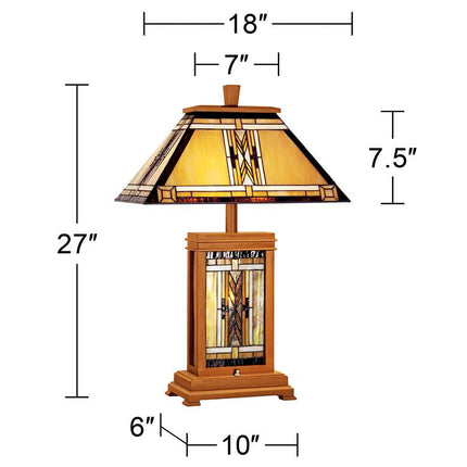 Robert Louis Tiffany 27" Walnut Mission Night Light Table Lamp