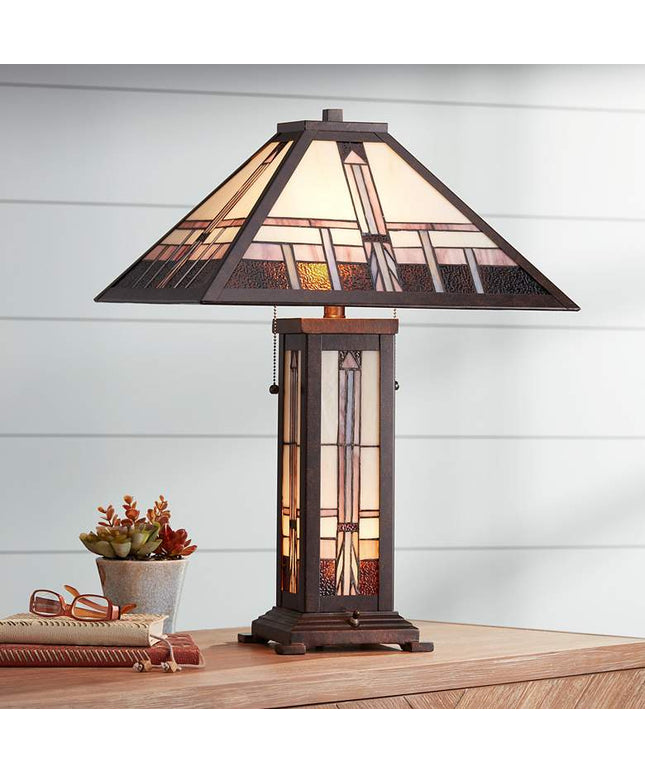 Robert Louis Tiffany Alfred 26" Mission Night Light Table Lamp