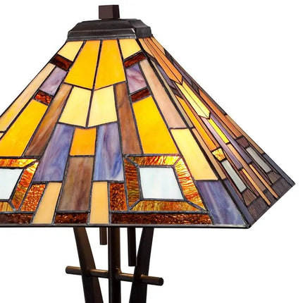 Robert Louis Tiffany Jewel Tone Tiffany-Style Art Glass Lamp with Dimmer