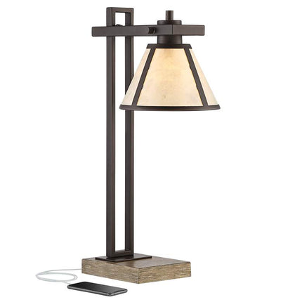 Robert Louis Tiffany Maricopa 21 1/4" Bronze Outlet and USB Desk Lamp