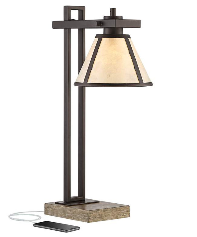 Robert Louis Tiffany Maricopa 21 1/4" Bronze Outlet and USB Desk Lamp
