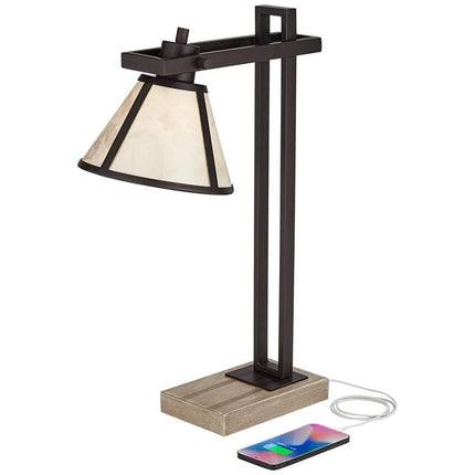 Robert Louis Tiffany Maricopa 21 1/4" Bronze Outlet and USB Desk Lamp