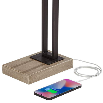 Robert Louis Tiffany Maricopa 21 1/4" Bronze Outlet and USB Desk Lamp