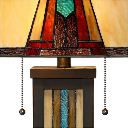 Robert Louis Tiffany Ranier 25" Glass Lamp with Night Light and Dimmer