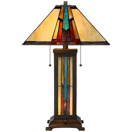 Robert Louis Tiffany Ranier 25" Glass Lamp with Night Light and Dimmer