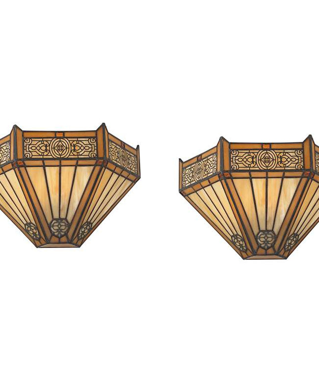 Robert Louis Tiffany Stratford 7 1/2"H Art Glass Wall Sconce Set of 2