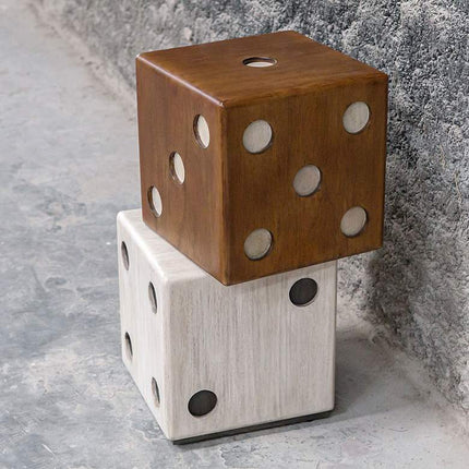 Roll the Dice 15" Wide Wood Tone Whitewashed Accent Table