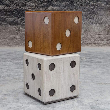 Roll the Dice 15" Wide Wood Tone Whitewashed Accent Table
