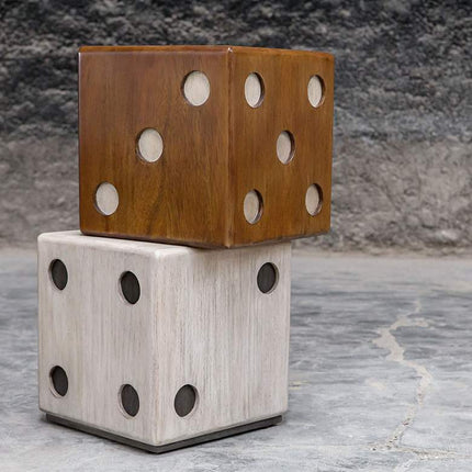 Roll the Dice 15" Wide Wood Tone Whitewashed Accent Table