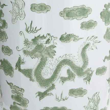 Sansui Green and White 2-Piece Ceramic Ginger Jar Set Dahlia Studios