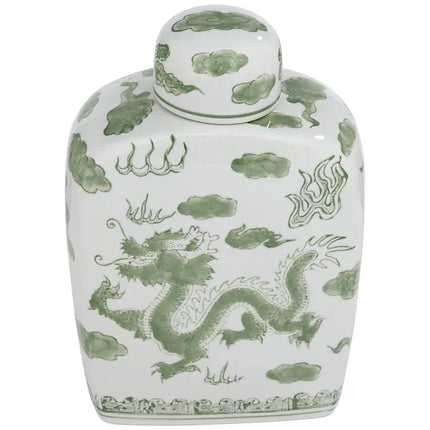 Sansui Green and White 2-Piece Ceramic Ginger Jar Set Dahlia Studios