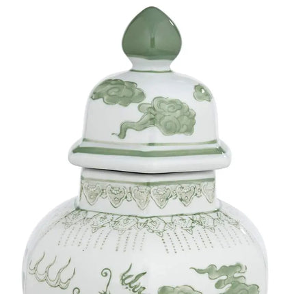 Sansui Green and White Ceramic Ginger Jars Set of 2 Dahlia Studios