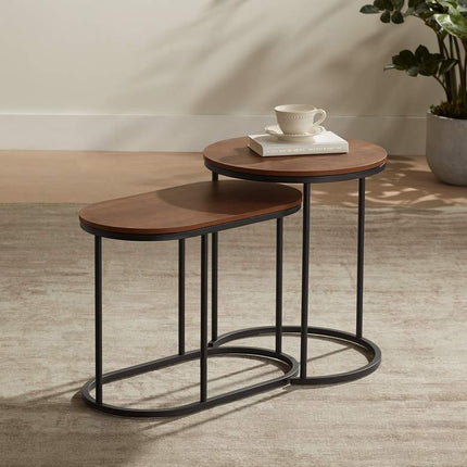 Santa Maria Walnut Nesting Accent Tables Set of 2