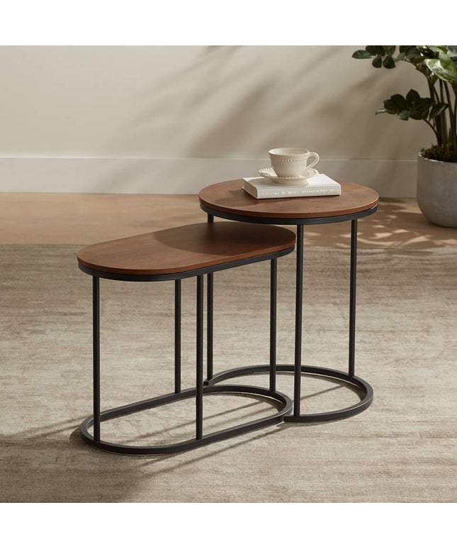 Santa Maria Walnut Nesting Accent Tables Set of 2