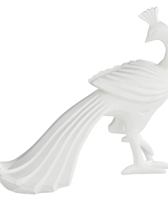 Serena 10 1/4" High Matte White Peacock Figurine