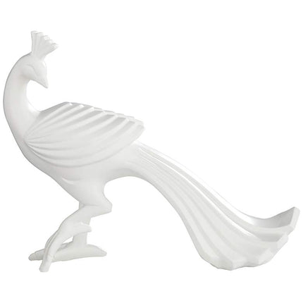 Serena 10 1/4" High Matte White Peacock Figurine