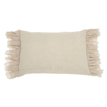 Sofia Blush Stitch Velvet Frills 22"x14" Throw Pillow Vision