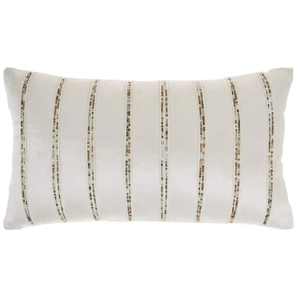 Sofia Ivory Beaded Stripes 21" x 12" Throw Pillow Vision