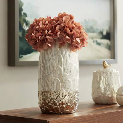 Spar 12" High Shiny Pearlized White Gold Decorative Vase Franklin Iron Works