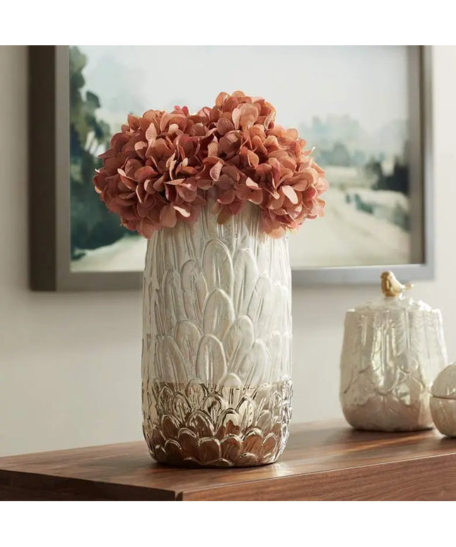 Spar 12" High Shiny Pearlized White Gold Decorative Vase Franklin Iron Works